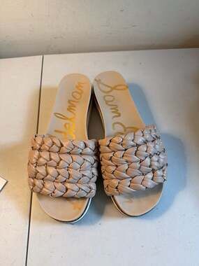 Sam Edelman Ainslie Braided Platform Slide Sandals - Beige Size 7.5